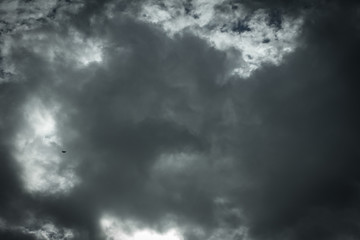 Huge storm clouds. Water in gaseous state.