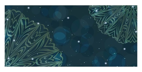 Yoga card template with mandala pattern. For business card, meditation class. Vector illustration.