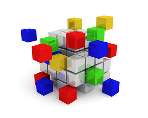 Obraz premium cubes travail d'équipe communication