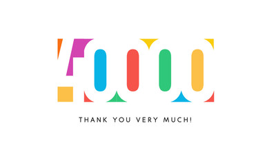 Forty thousand subscribers baner. Colorful logo for anniversary day.