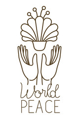 open hand with flower and world peace