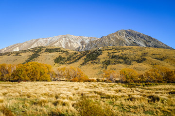 Fototapeta na wymiar Mountain fields landscape in New Zealand
