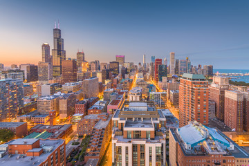 Chicago, Illinois, USA Skyline - obrazy, fototapety, plakaty