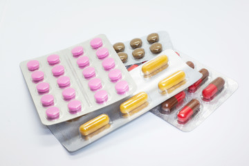 multi-colored tablets, isolated