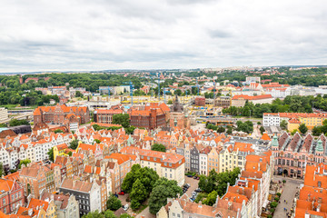 Fototapeta na wymiar Aerial view Of Old Town in Gdansk,Poland