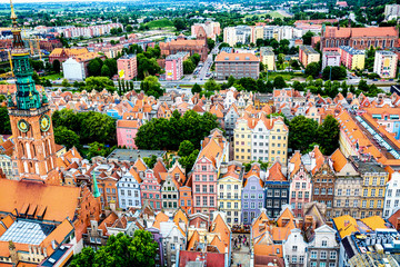 Naklejka premium Aerial view Of Old Town in Gdansk,Poland