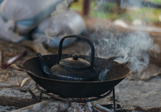 Vintage kattle with smoke.