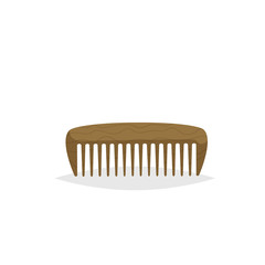 Wooden beard and hair comb. Cartoon flat style. Barber shop accessory. Vector illustration isolated on white background.
