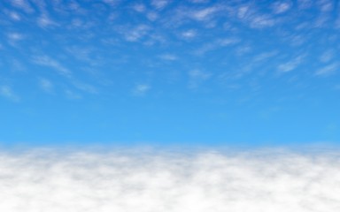 Blue sky background with white clouds. Cumulus white clouds in the clear blue sky in the morning. 3D illustration