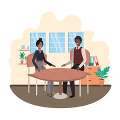 business people sitting in the living room