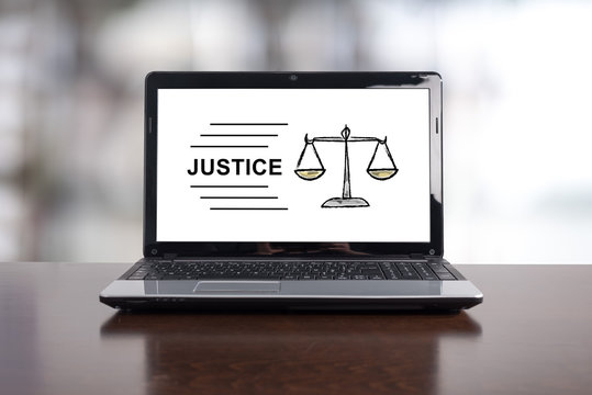 Justice concept on a laptop