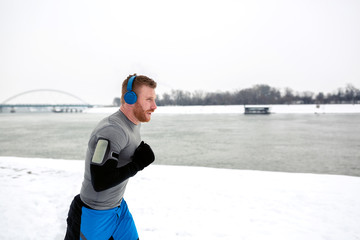 Making a run on the freezing sidewalk