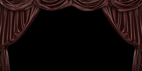 Chocolate curtain on black background. 3D illustration