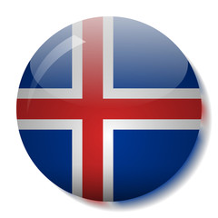 Fototapeta premium Icelandic flag glass button vector illustration