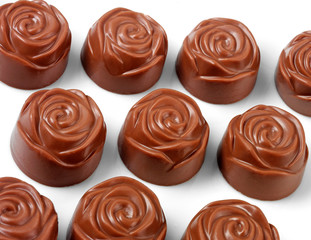 MILK CHOCOLATE FLOWERS ON WHITE