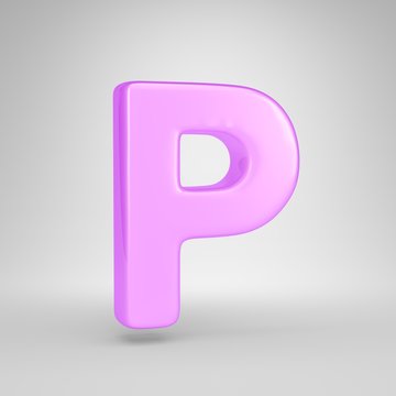 Glossy pink bubble gum letter P uppercase isolated on white background