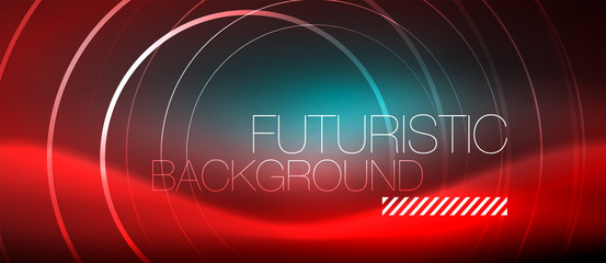 Neon glowing techno lines, hi-tech futuristic abstract background template with square shapes