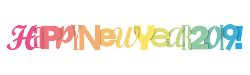 HAPPY NEW YEAR 2019 colorful letters banner