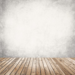 wooden floor with stucco wall in empty room