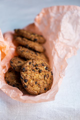 Bakery cookies at pink paper on white background