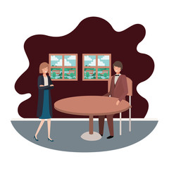 couple business in the room with view the landscape