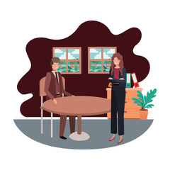 couple business in the room with view the landscape