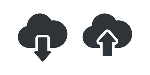 Cloud download and upload vector icon - obrazy, fototapety, plakaty