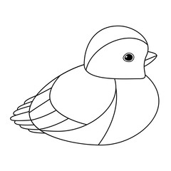 Line cute bird, coloring style isolated on white background, vector sign.