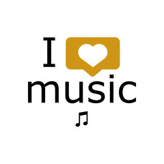 Vector trendy flat style music store logo. Headphones and heart logotype vector