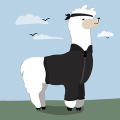 Cute cartoon llama vector design with No prob llama motivational quote © Анна Магляк