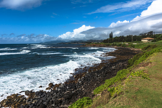 The coast along Kapaa, Kauai, Hawaii