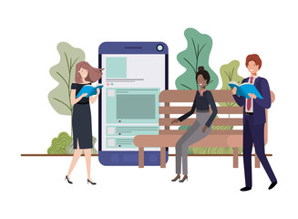 Obraz premium group of people business with smartphone