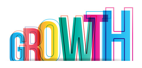 The word GROWTH. Isolated colorful letters on a white background.