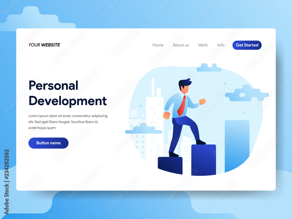 Poster landing page template of personal development concept. modern flat design concept of web page design