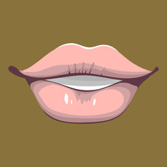 Sexy female lips isolated on transparent background, air kiss, beautiful lips, beauty, pink lipstick, cosmetics. 3D effect. Vector illustration.