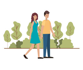 young couple in the landscape avatar character