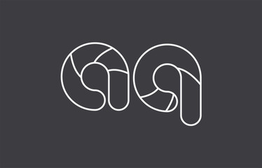 alphabet letter aq a q combination black white logo company icon design