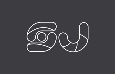 alphabet letter sj s j combination black white logo company icon design