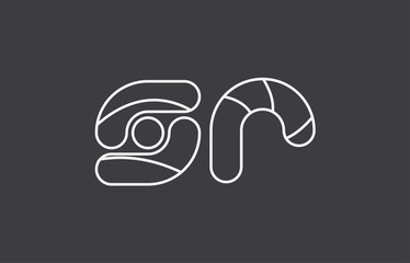 alphabet letter sr s r combination black white logo company icon design
