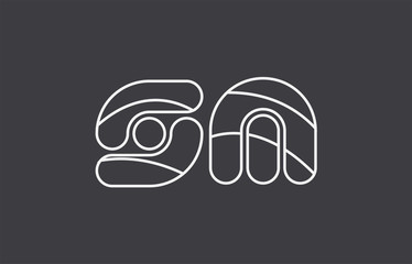 alphabet letter sm s m combination black white logo company icon design