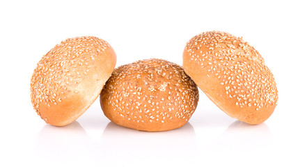 group of sandwich bun with sesame seeds isolated on white background
