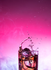 whisky cocktail liquor splash alcohol in glass