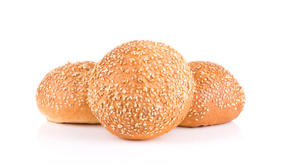 group of sandwich bun with sesame seeds isolated on white background