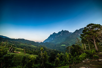 Fototapeta na wymiar Landscape at Doi Luang Chiang Dao, High mountain in Chiang Mai Province, Thailand