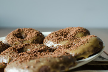 Maple-glazed Bronuts. Mixed brownie and donut. 