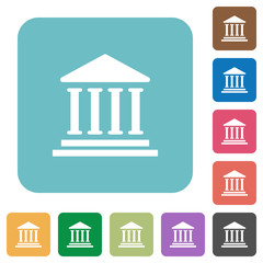 Bank office building rounded square flat icons