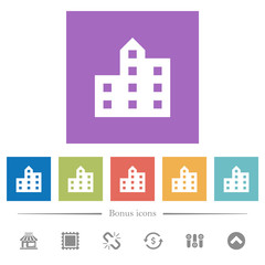 Fototapeta premium City silhouette flat white icons in square backgrounds