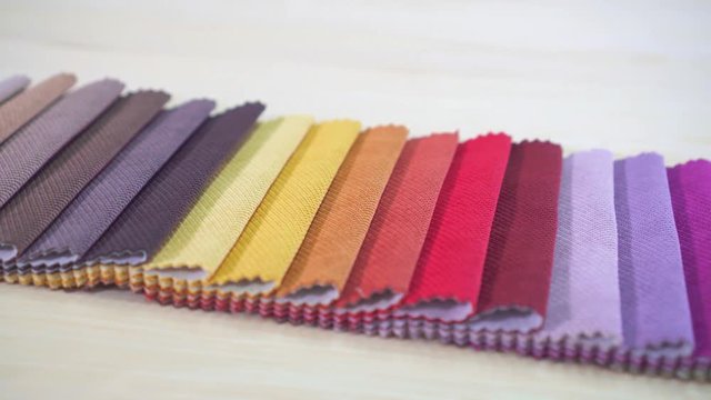 Quality colored fabrics close up.