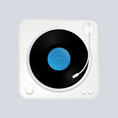 The turntable for playing vinyl records. Vector illustration.