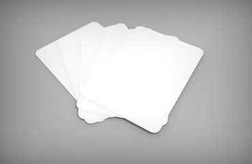Five poker cards mockup on gray desk. 3D rendering